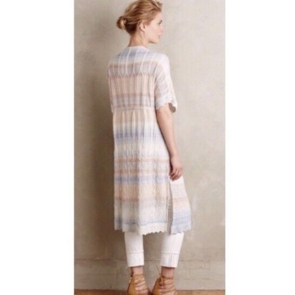 Anthropologie KNITTED & KNOTTED Pastel Ombré Beach Duster Cardigan Medium Petite - Picture 8 of 14